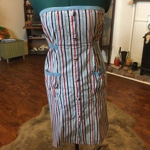 Strapless Striped Wiggle Dress